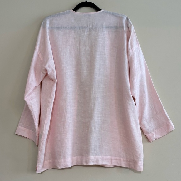 Linen Pastel Pink Lightweight Breathable Blazer Plus Size 4X - Picture 3 of 10